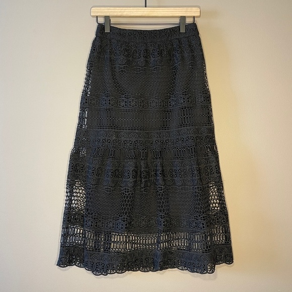 Lucy Paris Dresses & Skirts - Lucy Paris Black layered crochet Maxi Skirt Size S EU 38